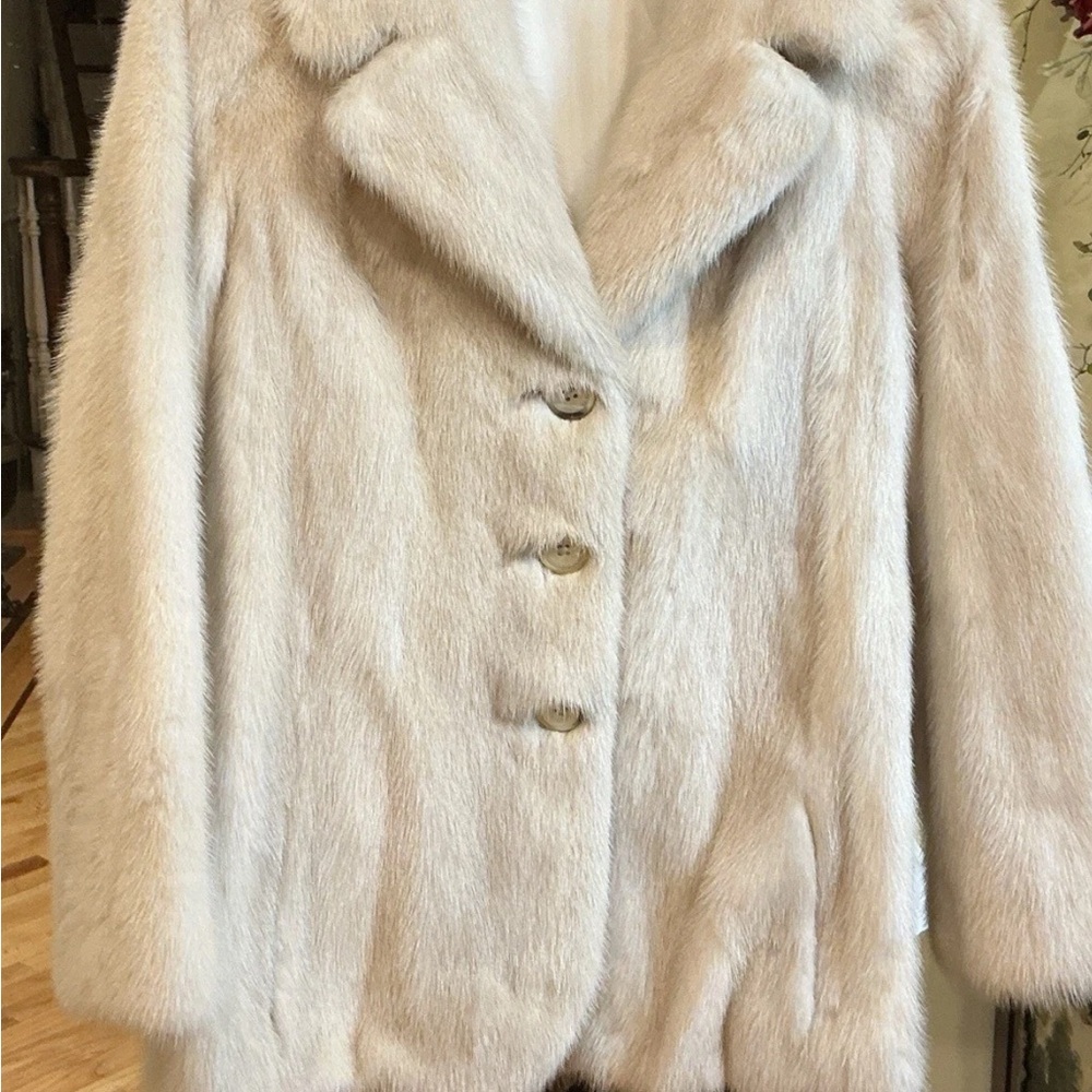 Real Mink Cream white Fur Coat